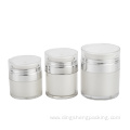 New design 15ml airless jar silver airless cosmetic jars 30ml 50ml white pump lotion containers